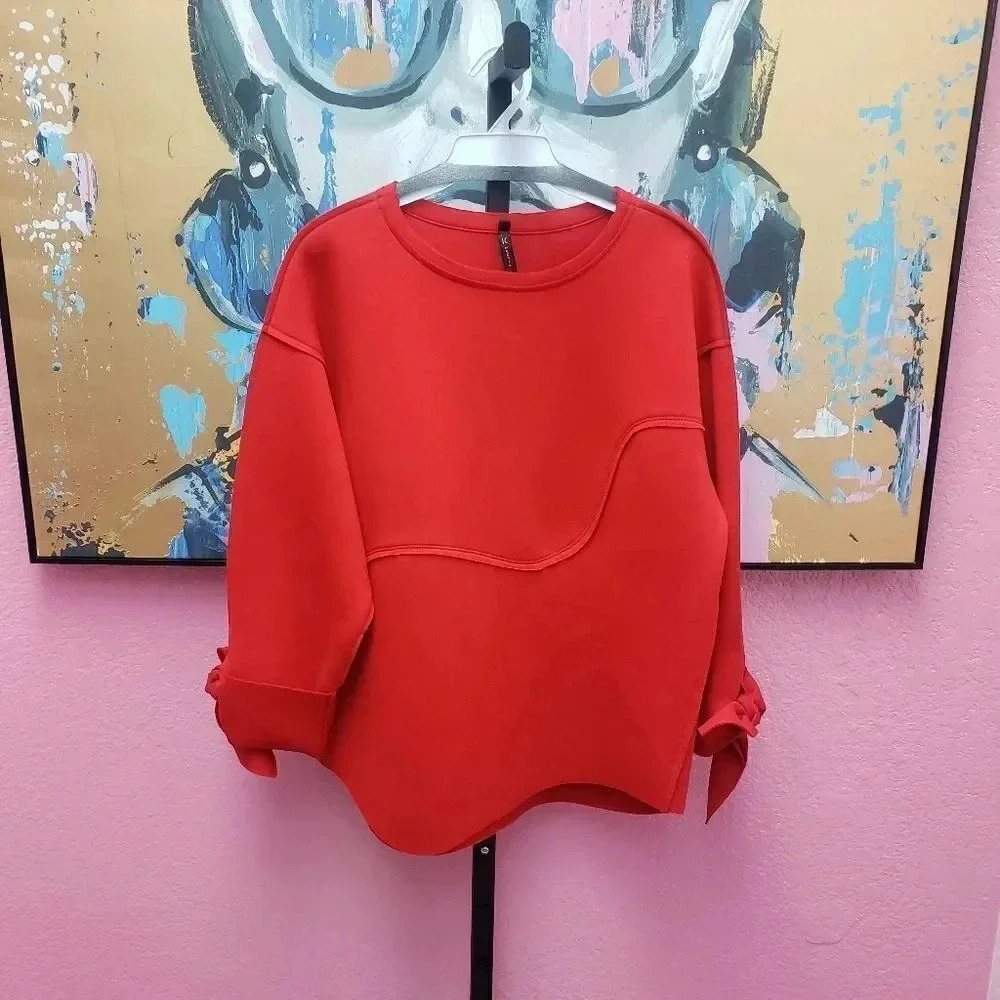 IC by Connie K Red Scuba Top